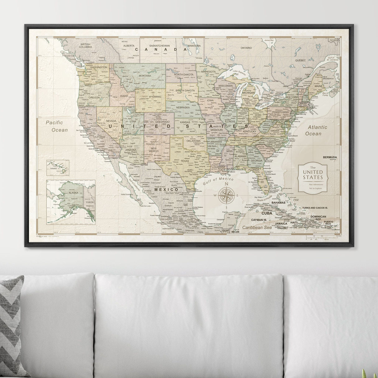 Push Pin USA Map Pin Board - Desert Sunrise - Pins Included!