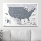 Push Pin USA Map Pin Board - Dark Gray Color Splash - Pins Included!