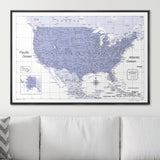 Push Pin USA Pin Board Map - Purple Color Splash - Pins Included!