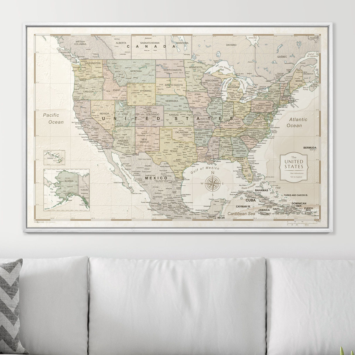 Push Pin USA Map Pin Board - Desert Sunrise - Pins Included!