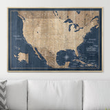 Push Pin USA Map Pin Board - Deep-Sea Drift - Pins Included!