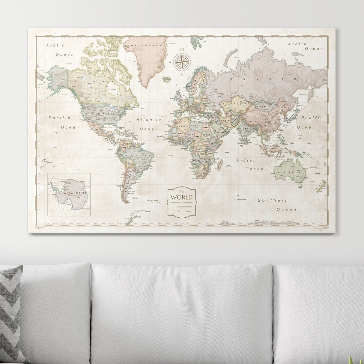 Push Pin World Map Pin Board - Desert Sunrise - Pins Included!