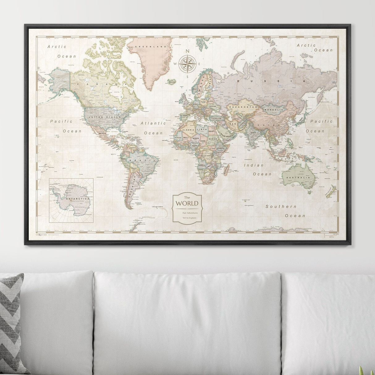 Push Pin World Map Pin Board - Desert Sunrise - Pins Included!