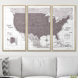 Push Pin USA Map Pin Board - Dark Brown Color Splash - Pins Included!