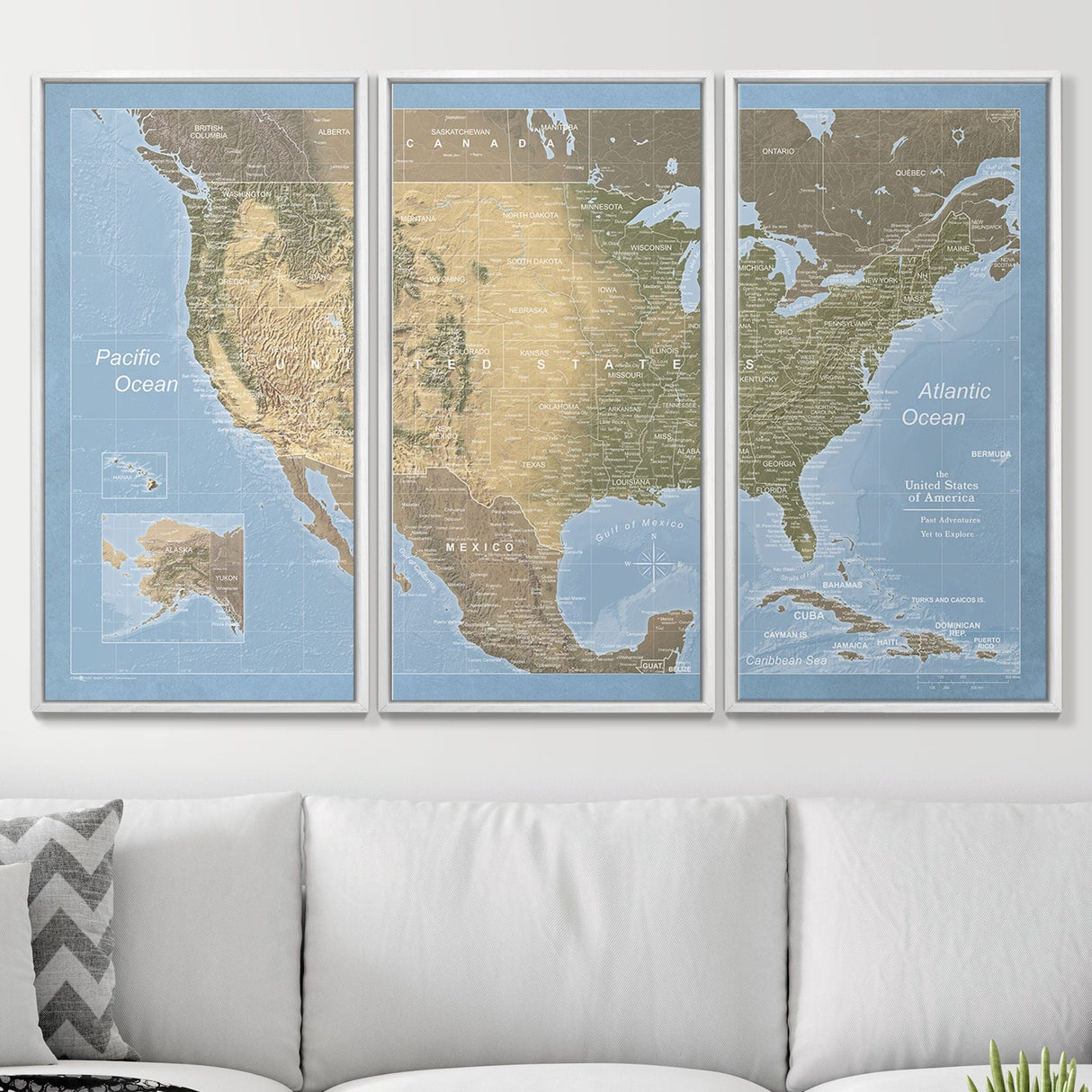 Push Pin USA Map Pin Board - Natural Earth - Pins Included!