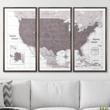 Push Pin USA Map Pin Board - Dark Brown Color Splash - Pins Included!