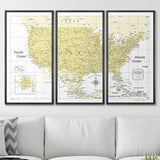 Push Pin USA Map Pin Board - Yellow Color Splash - Pins Included!