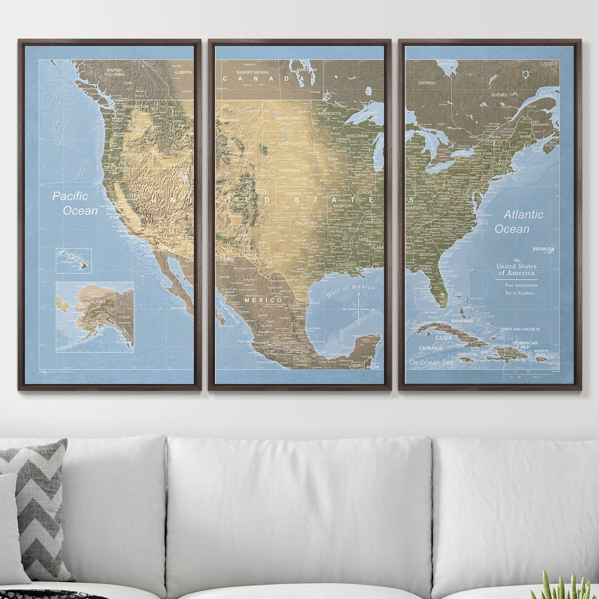 Push Pin USA Map Pin Board - Natural Earth - Pins Included!