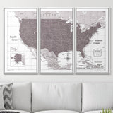 Push Pin USA Map Pin Board - Dark Brown Color Splash - Pins Included!