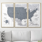 Push Pin USA Map Pin Board - Dark Gray Color Splash - Pins Included!