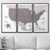 Push Pin USA Map Pin Board - Dark Brown Color Splash - Pins Included!