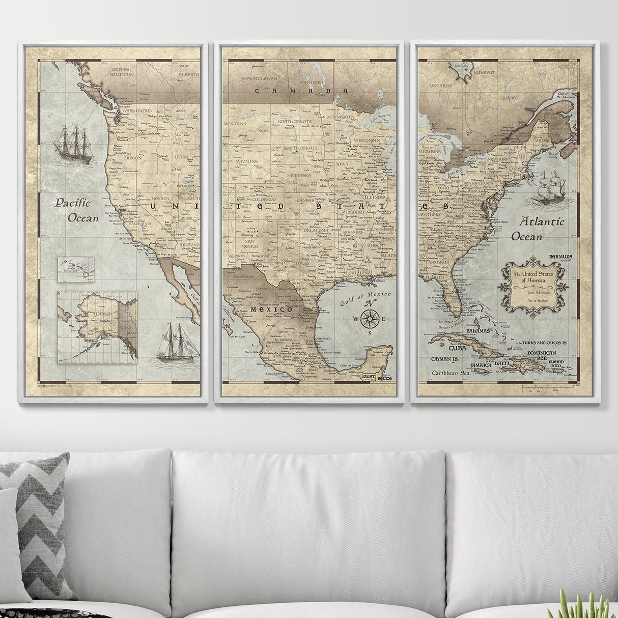 Push Pin USA Pin Board Map - Rustic Vintage - Pins Included!