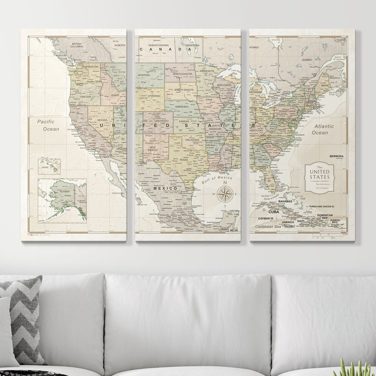 Push Pin USA Map Pin Board - Desert Sunrise - Pins Included!