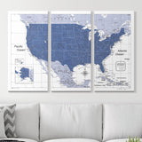 Push Pin USA Map Pin Board - Navy Color Splash - Pins Included!