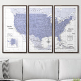 Push Pin USA Pin Board Map - Purple Color Splash - Pins Included!