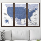 Push Pin USA Map Pin Board - Navy Color Splash - Pins Included!