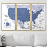 Push Pin USA Map Pin Board - Navy Color Splash - Pins Included!