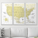 Push Pin USA Map Pin Board - Yellow Color Splash - Pins Included!