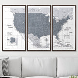 Push Pin USA Map Pin Board - Dark Gray Color Splash - Pins Included!