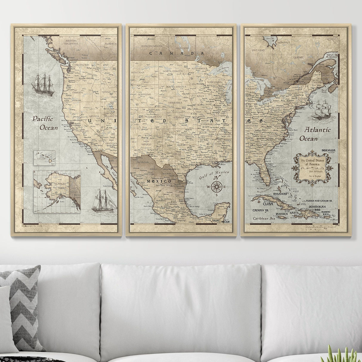 Push Pin USA Pin Board Map - Rustic Vintage - Pins Included!