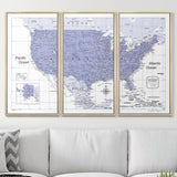 Push Pin USA Pin Board Map - Purple Color Splash - Pins Included!