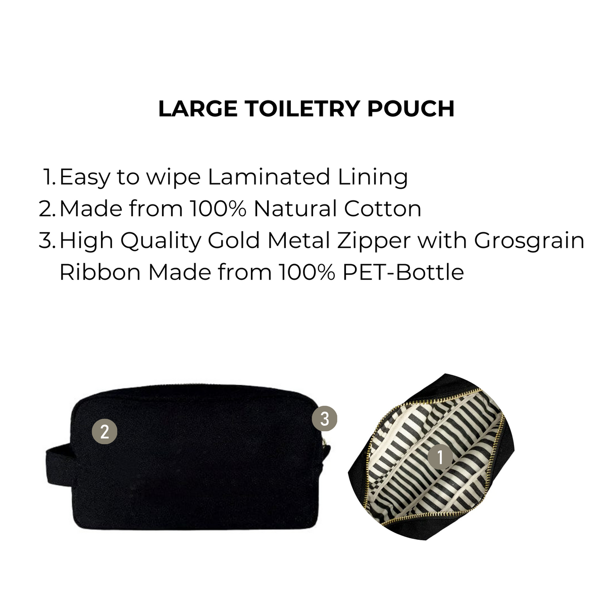 Toiletry Bag - Organizing Pouch, Large, Black