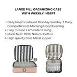 Large Pill Travel Case with Individual Daily Pill Organizer, Pink/Blush