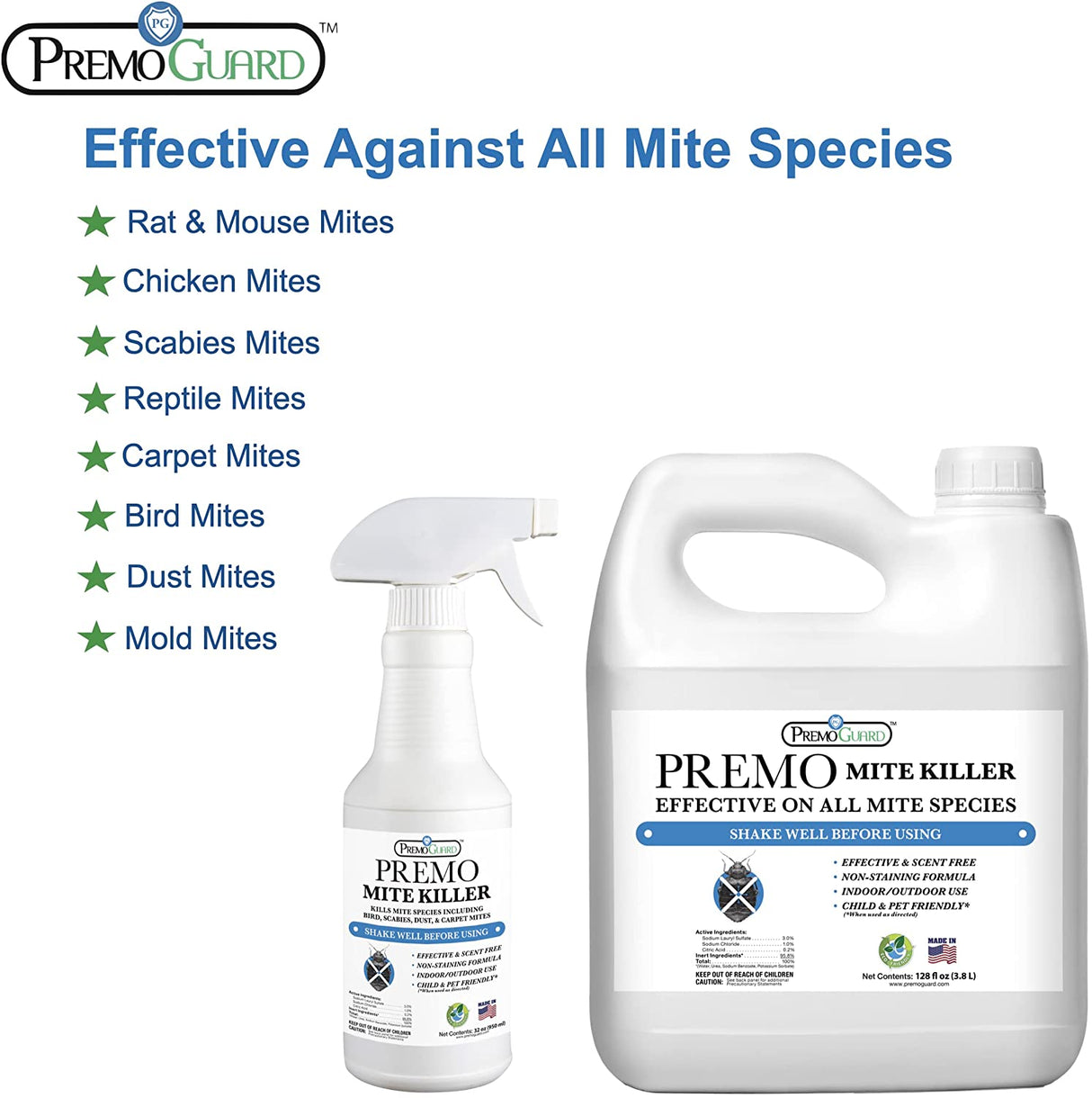 Mite Killer Spray 32 oz - All Natural Non-Toxic - By Premo Guard