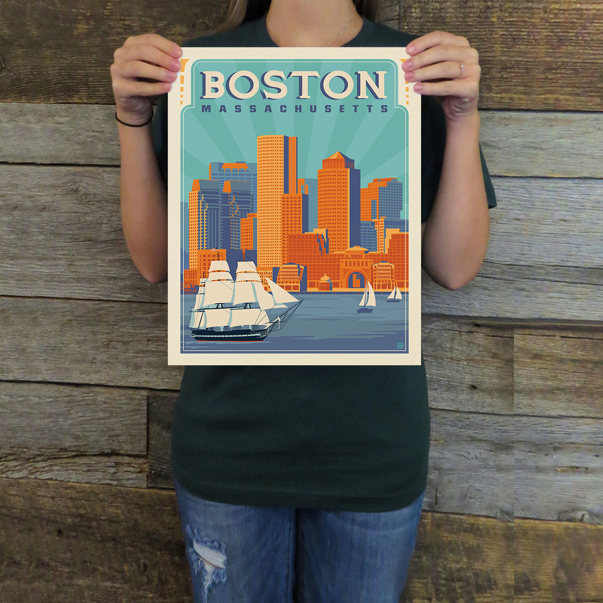 Boston, MA: Harbor (American Travel) Art Print