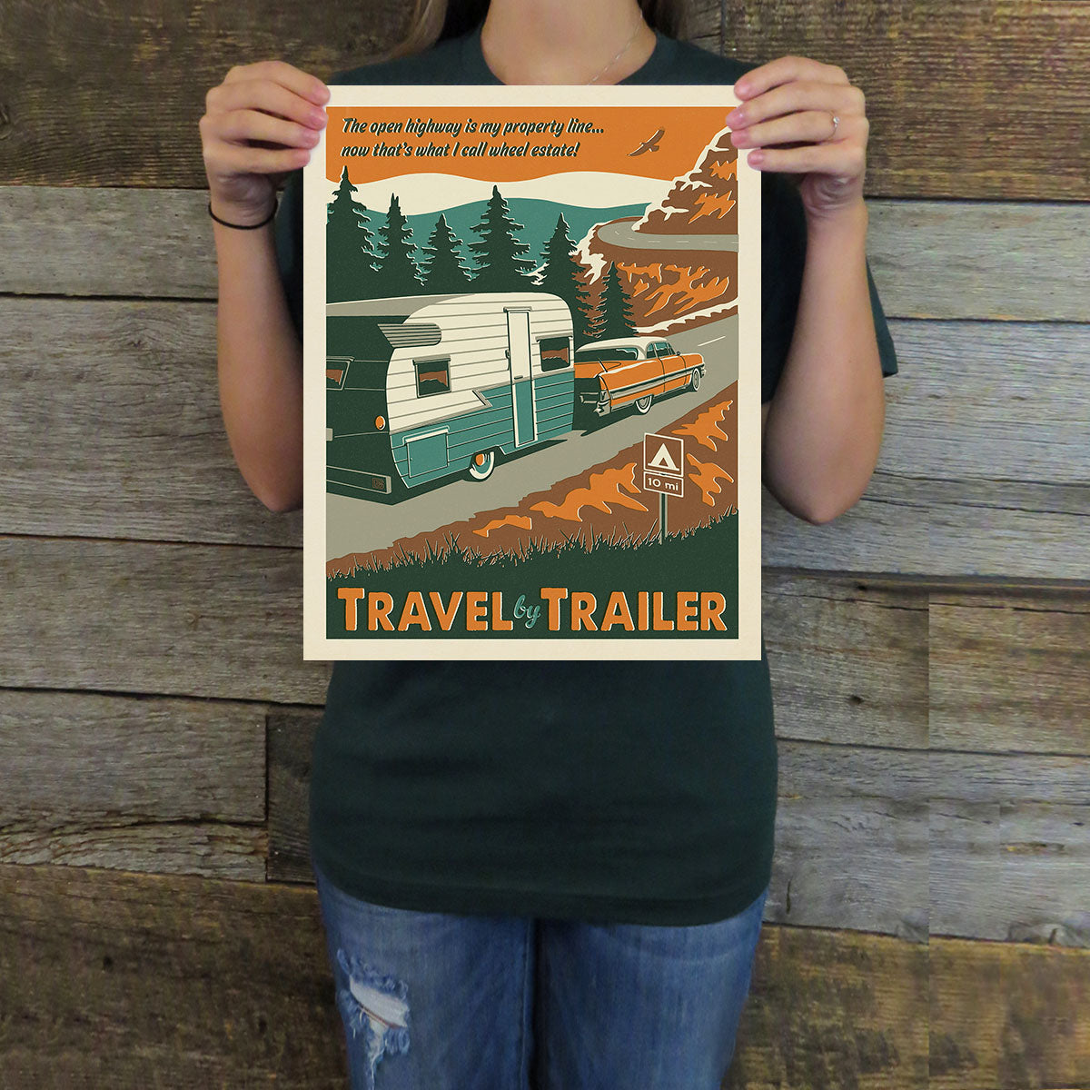 Travel by Trailer (Lake & Lodge) Art Print