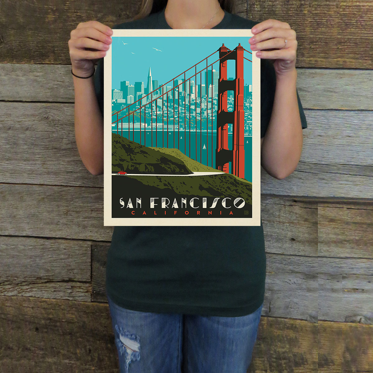 San Francisco: Golden Gate Bridge Skyline (American Travel) Art Print