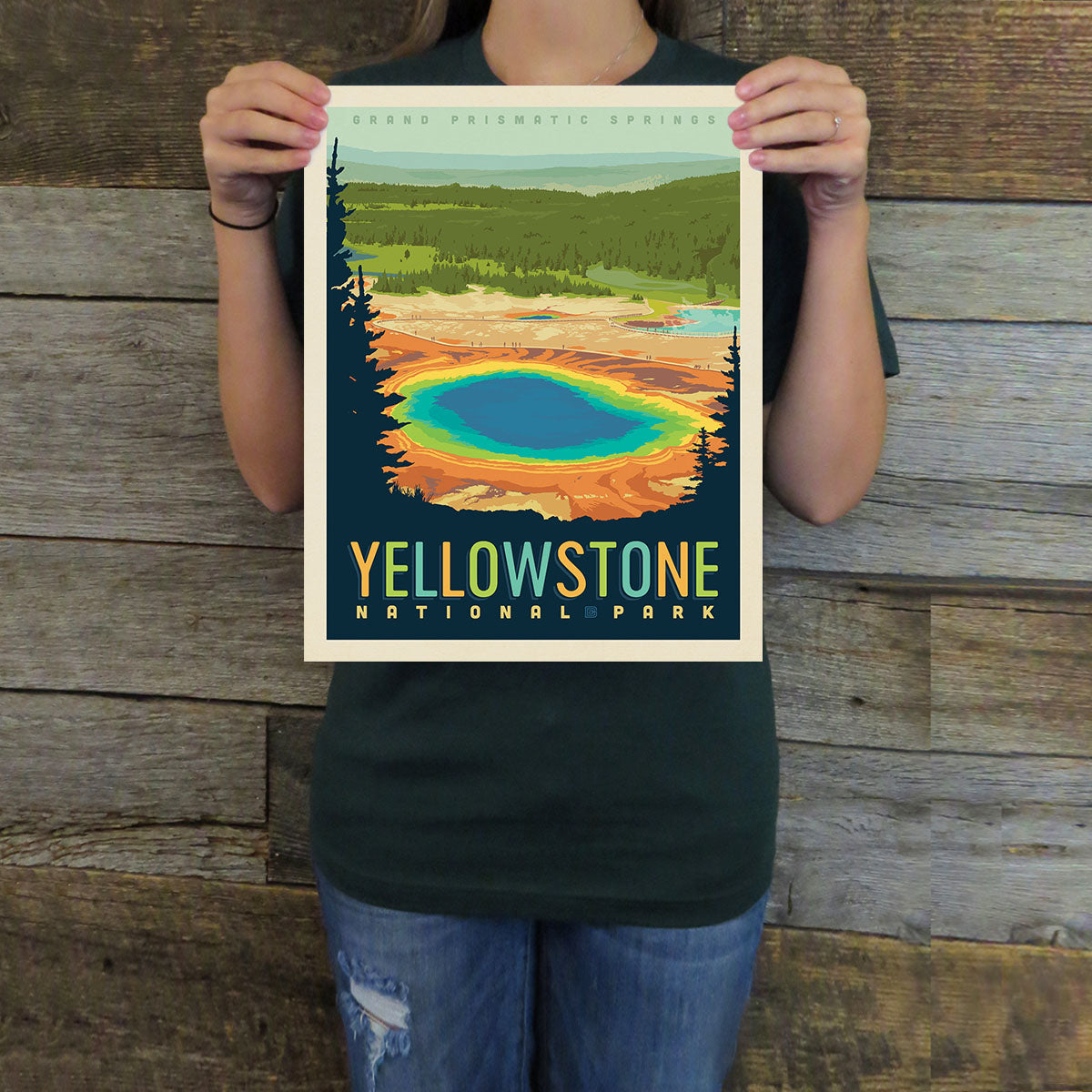 Yellowstone National Park: Grand Prismatic Springs (63 National Parks) Art Print