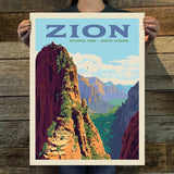 Zion National Park: Ascent to Angels Landing (63 National Parks) Art Print