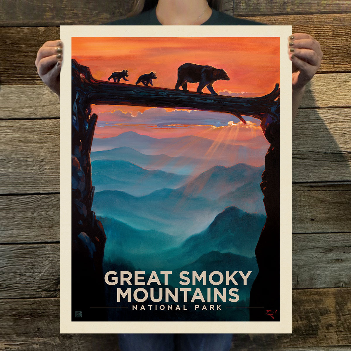 Great Smoky Mountains National Park: Bear Crossing (63 National Parks) Art Print