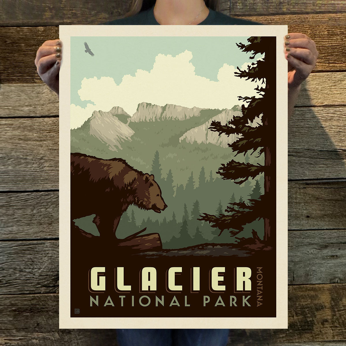 Glacier National Park: Bear (63 National Parks) Art Print