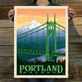 Portland: St. John's Bridge (American Travel) Art Print