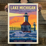 Great Lakes: Lake Michigan (American Travel) Art Print