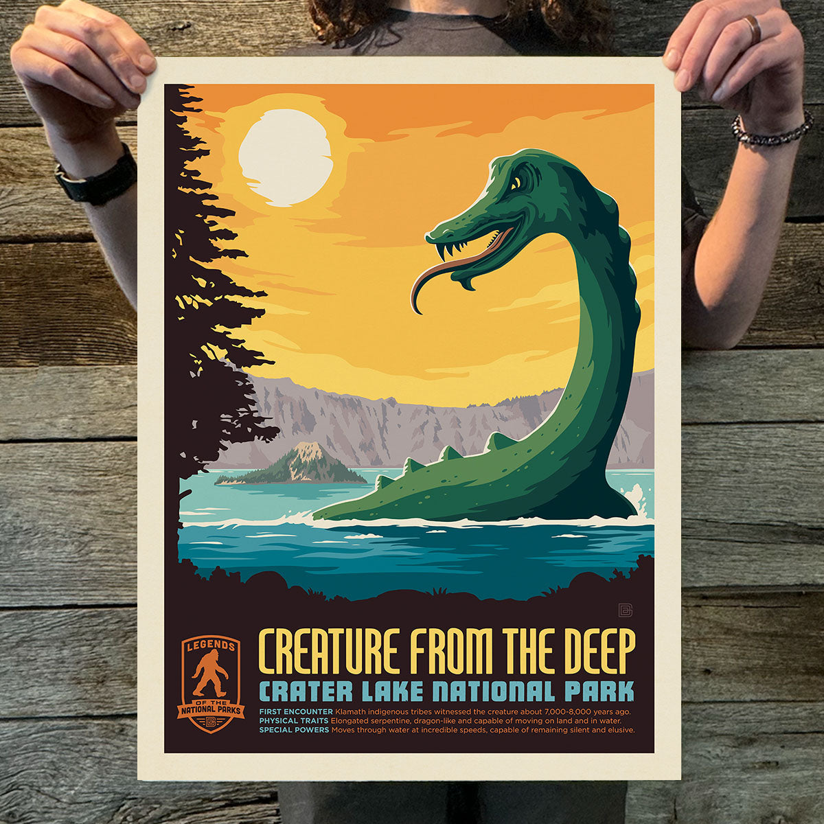 Crater Lake National Park: Creature from the Deep (Legends & Monsters) Art Print