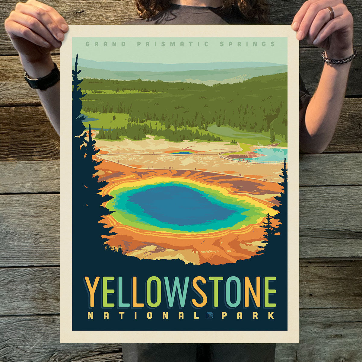 Yellowstone National Park: Grand Prismatic Springs (63 National Parks) Art Print