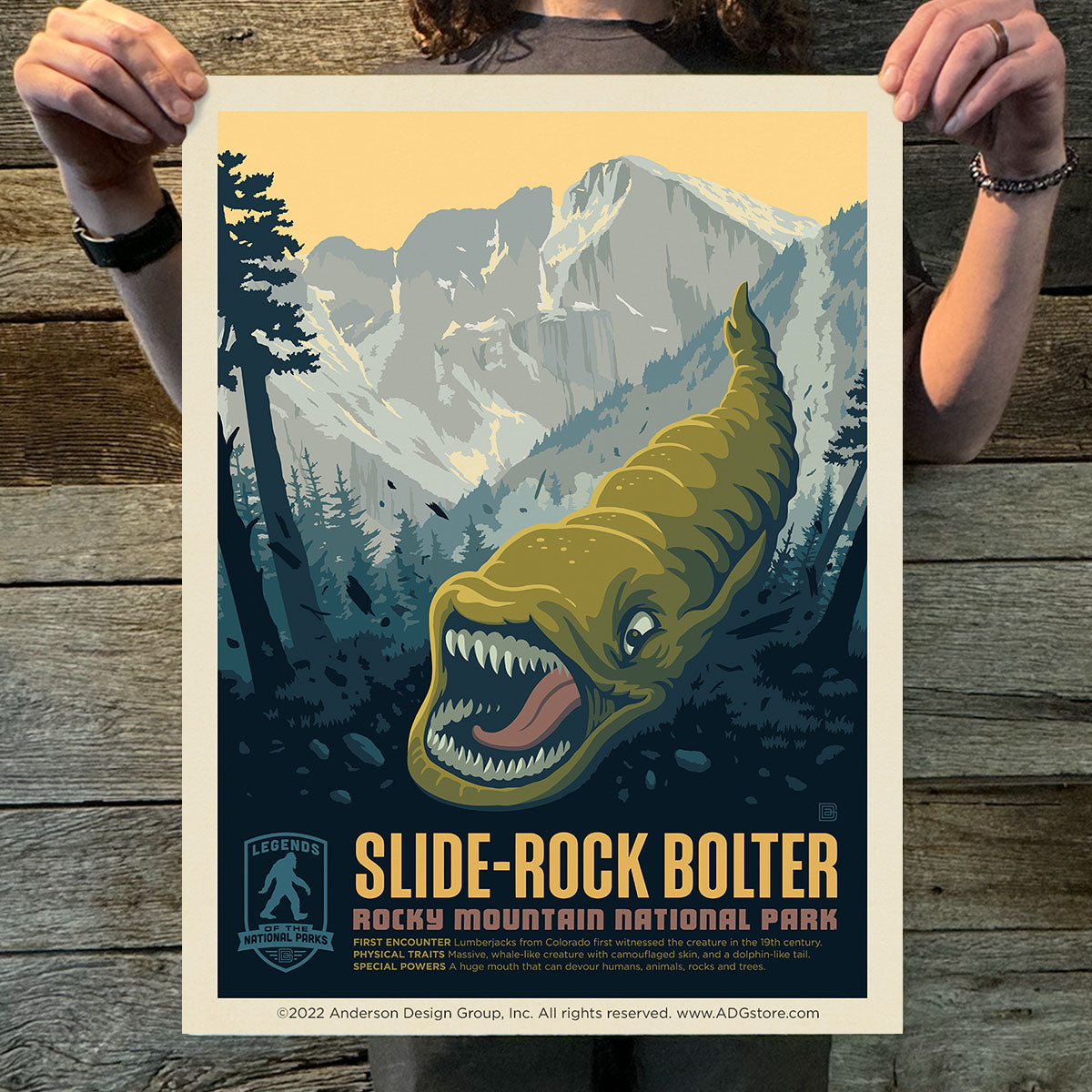 Rocky Mountain National Park: Slide-Rock Bolter (Legends & Monsters) Art Print