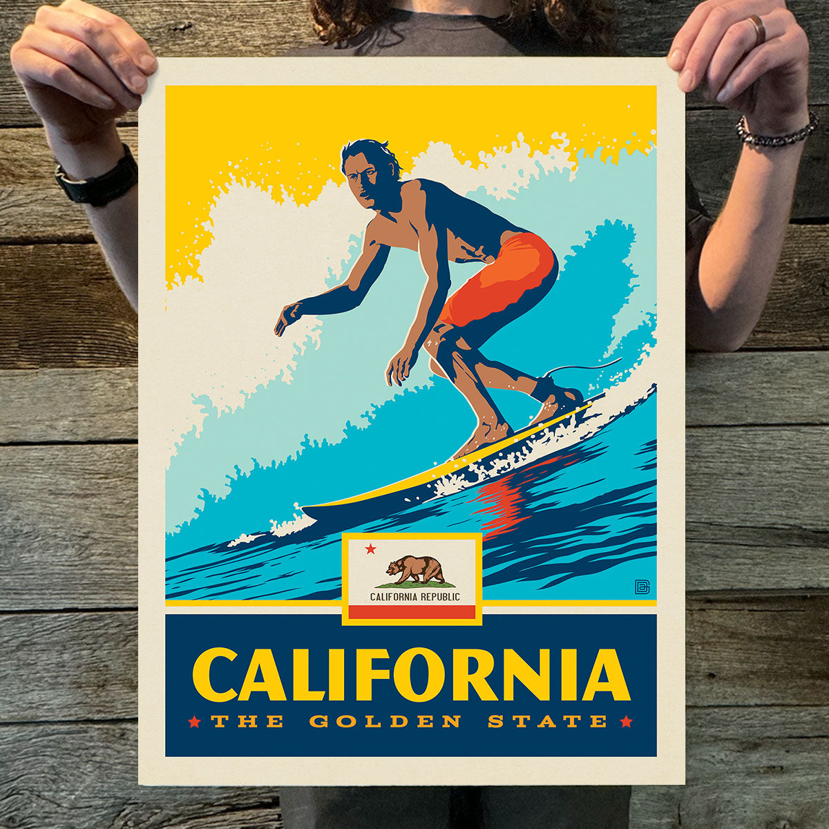 California: Surfer (State Pride) Art Print