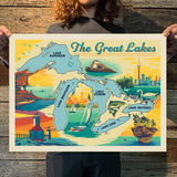 The Great Lakes Map (American Travel) Art Print