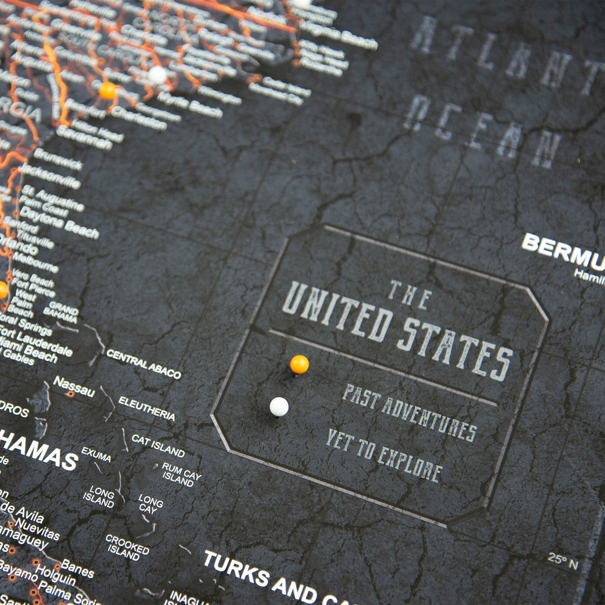 Push Pin USA Map Pin Board - Obsidian Inferno - Pins Included!