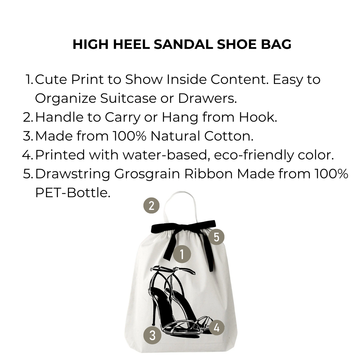 High Heel Sandal Shoe Bag, Cream