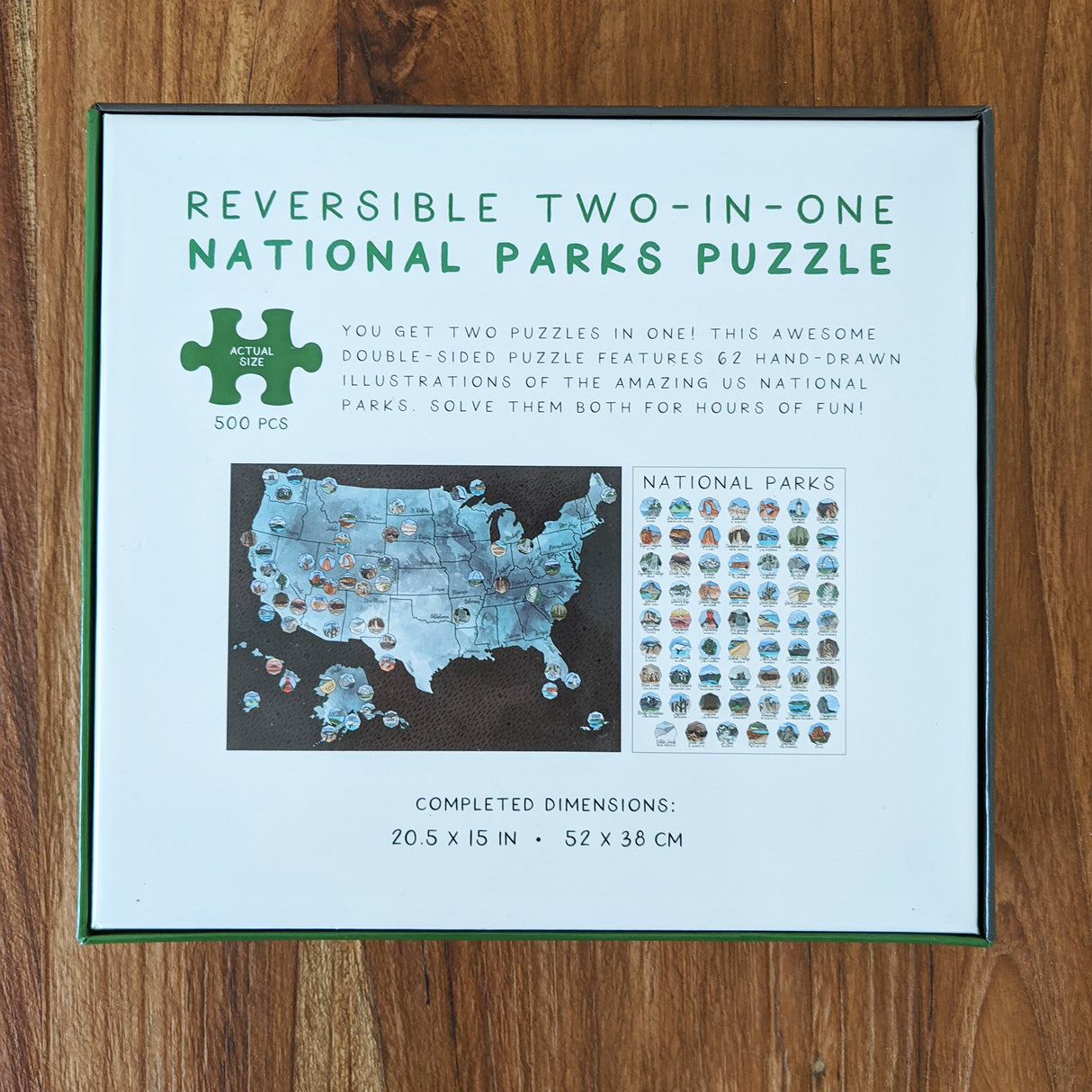 Reversible Two-In-One US National Parks Puzzle (500 pcs)