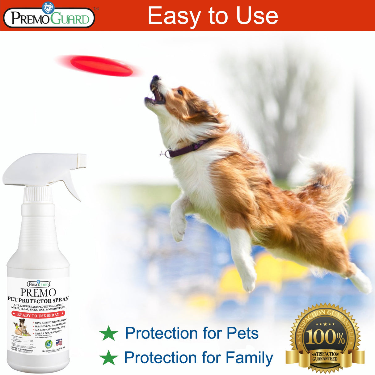 Pet Protector 32 oz - Plant Based All Natural Non-Toxic - By Premo Guard