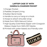 Laptop Case 13", Handle & Charger Pocket, Pink/Blush