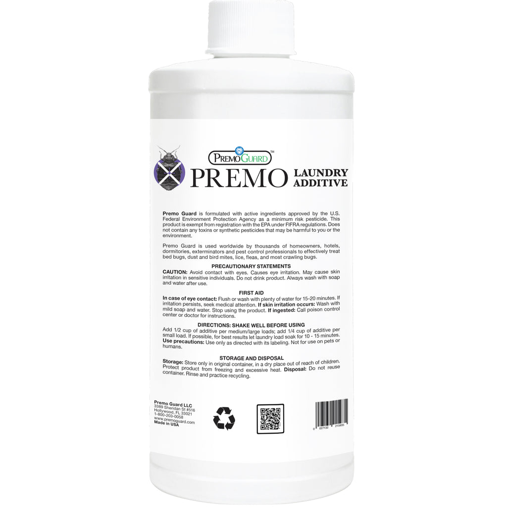 Bed Bug & Mite Killer Laundry Additive - 32 oz - All Natural Non-Toxic - By Premo Guard