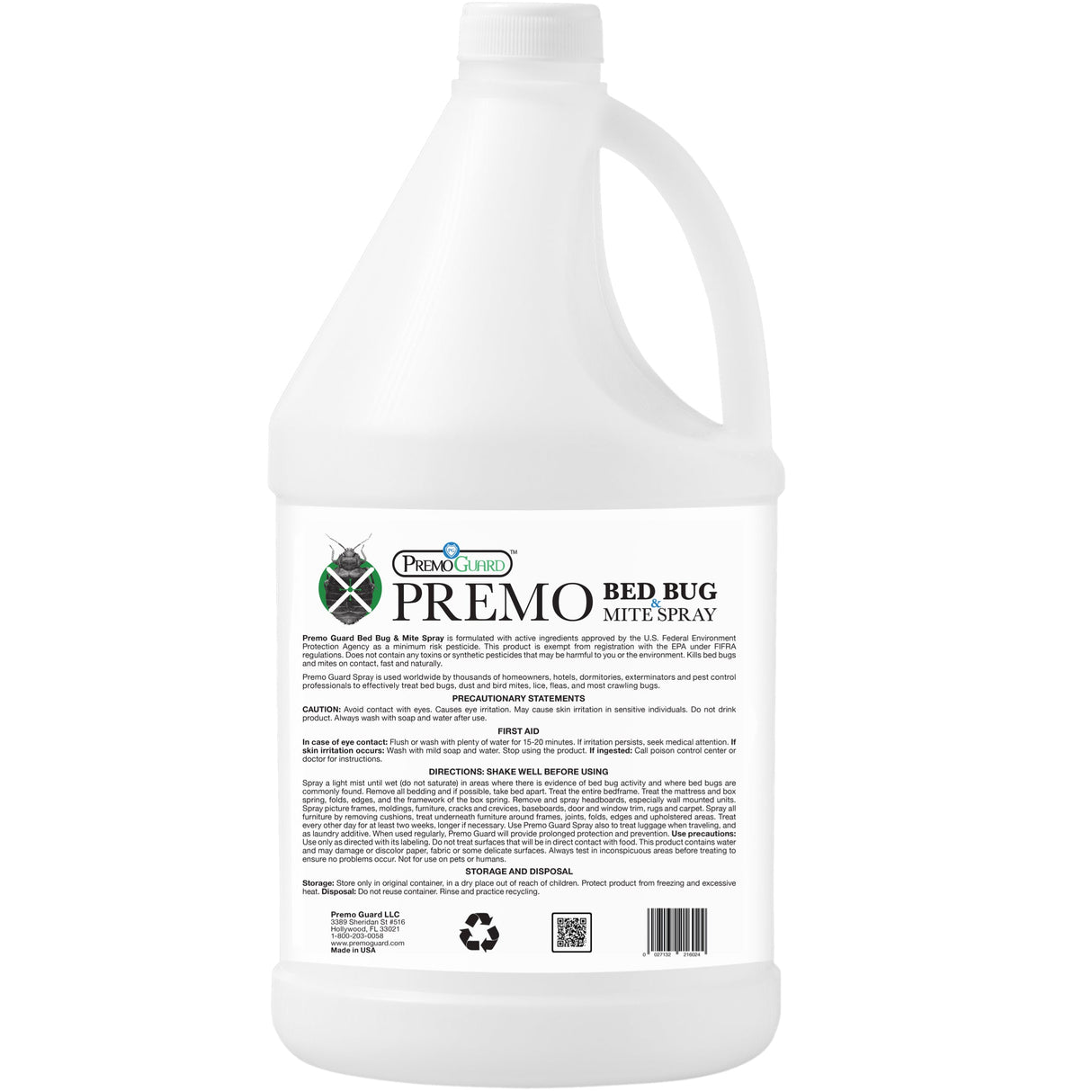 Bed Bug & Mite Killer - 128 oz - All Natural Non Toxic - Premo Guard