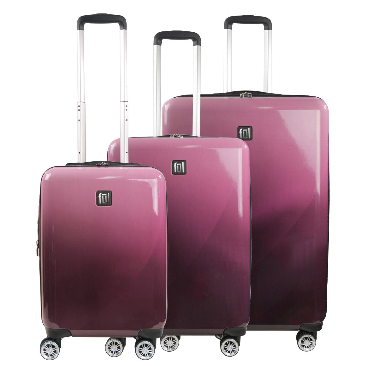 Ful Impulse Ombre Hardside Spinner Luggage, 3pc set, Pink